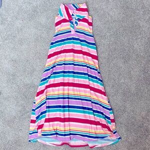 Wonder Nation Multicolor Striped Dress with Collar  and Buttons Down in Front